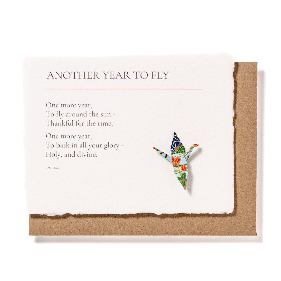 Another Year To Fly: Origami Crane Embellished Birthday Card