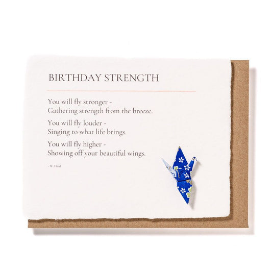 Birthday Strength: Origami Embellished Crane Birthday Card