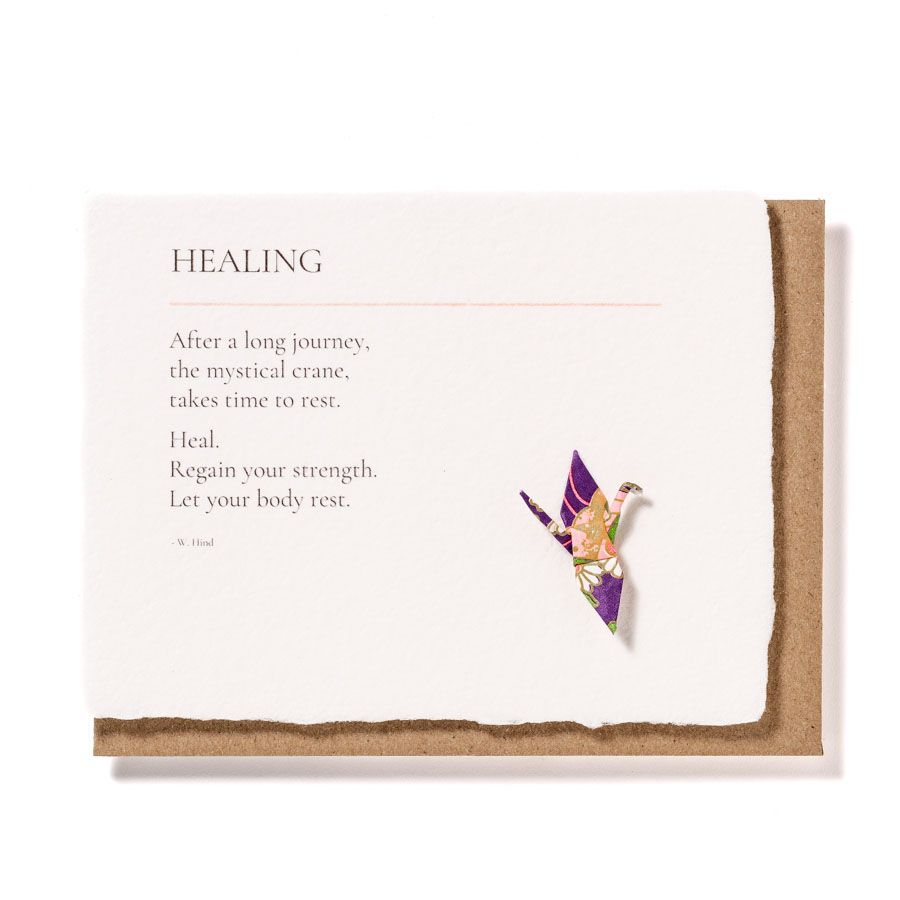 Healing: Origami Crane Embellished Encouragement Card