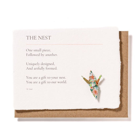 The Nest: Origami Crane Embellished Baby Card