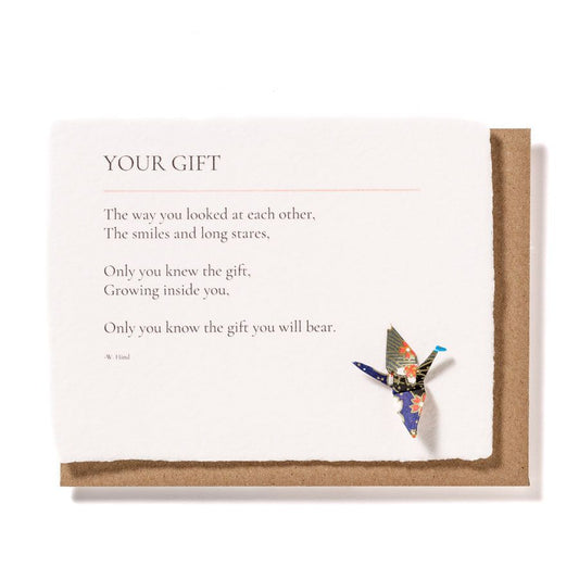 Your Gift (expecting baby): Origami Crane Embellished Baby Card