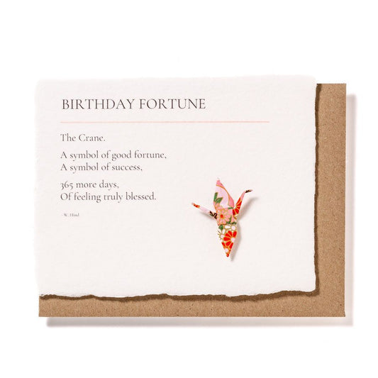 Birthday Fortune: Origami Crane Embellished Birthday Card